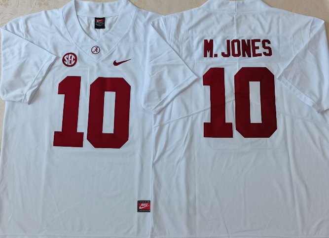 Men's Alabama Crimson Tide Mac Jones #10 White Jersey